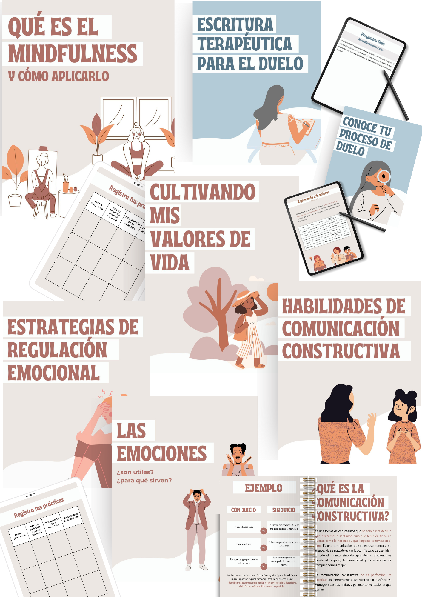 Pack Materiales Terapéuticos Customizables para Psicólogos (+BONUS Duelo) Cintia Tur Psicóloga